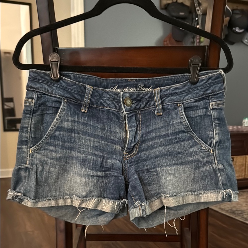 American Eagle Outfitters Women's Distressed Blue Jean Shorts